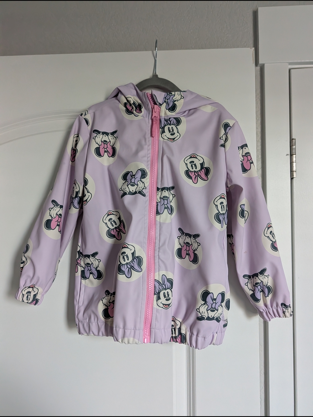Disney Kids Lavender Minnie Mouse Raincoat with Pink Zipper